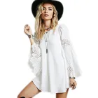 Custom Logo Beautiful Chiffon Mini Dress, Women Plus Size White Lace Dress