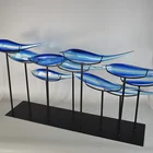 Home decor accessories villa large glass ornaments creative group of fish furnishing articles
