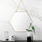 Modern Luxury Hotel Bathroom Mirrors Decorative Antique Gold Hexagonal Wall Mirror On Sale