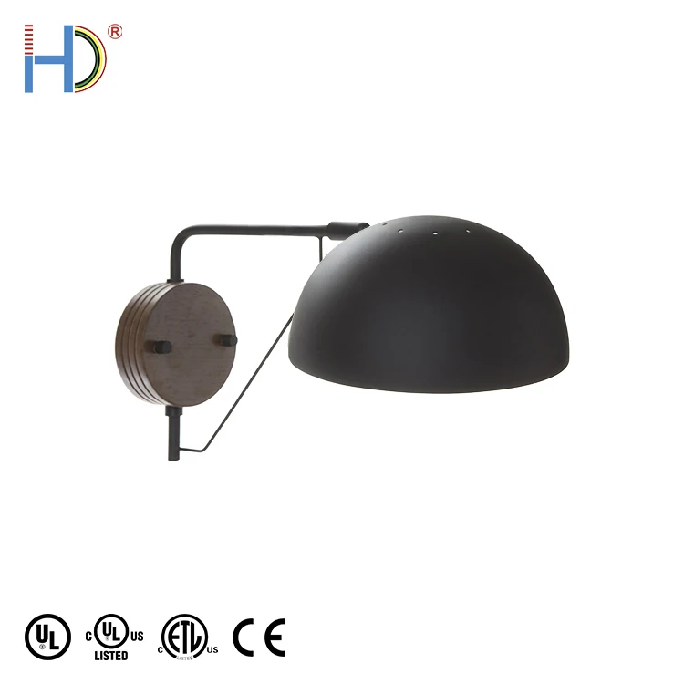 High Quality Good Selling Interior Black Metal Powder Coat Wall Lamp