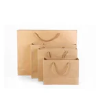 Wholesale Customized Brown Kraft Paper Any Size Shopping Paper Bags with Polyester Handle