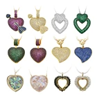 Factory In Bulk Quality Custom Chain Pave CZ Cubic Zirconia Pink Rose Gold Love Heart Necklace For Women Jewelry