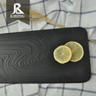 Good quality rectangle matte black rustic melamine sushi dinnerware dishes plates