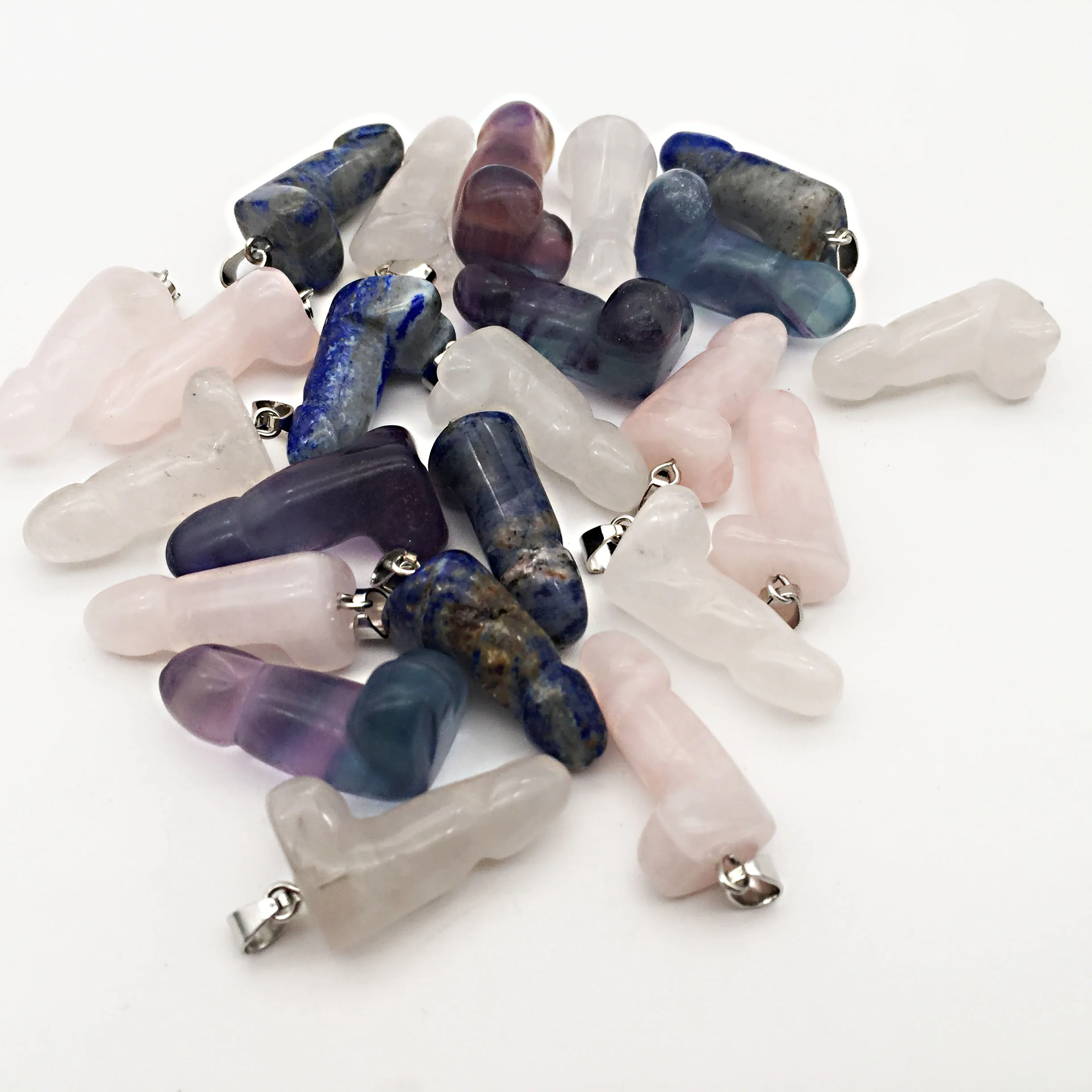 polished small natural fluorite carving of penis