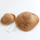 Beach Travelling Summer Bucket Cloche Foldable Packable Paper Straw Hat for Kid Adult Sun Protection