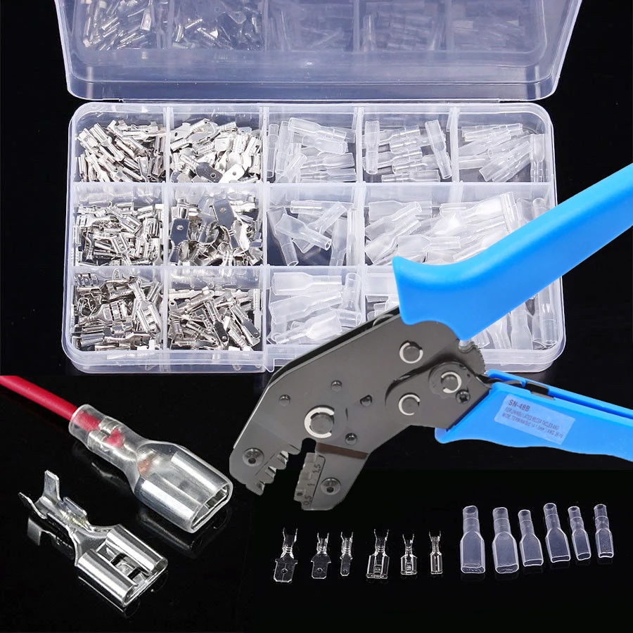 Thiết Bị Đầu Cuối Dây Crimping Kìm Công Cụ AWG26-16 270 Cái 2.8Mm 4.8Mm 6.3Mm Nam Nữ Dây Spade Kết Nối Thiết Bị Đầu Cuối Crimper Kit