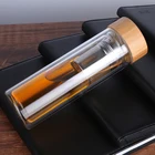 High quality borosilicate glass water drink tea tumbler with bamboo lid