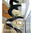Top Sale Stainless Steel Beam Wooden Tread Curved Staircase