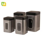 tea coffee sugar nuts spice storage jar airtight stainless steel square canister