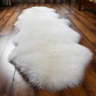 Genuine Sheepskin Rug Real Sheepskin Blanket Natural Fur (Quarto/4ft x 6ft, White/Gray)