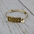 Christian Quotes Engraved Expandable Gold Bracelet Jewelry Inspirational Religious Gifts for Women