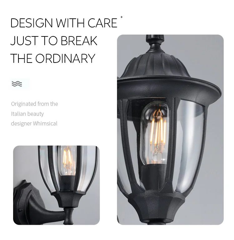 Wholesale Spot Luxury Black Outdoor Garden Balcony Decor Wall Lamp