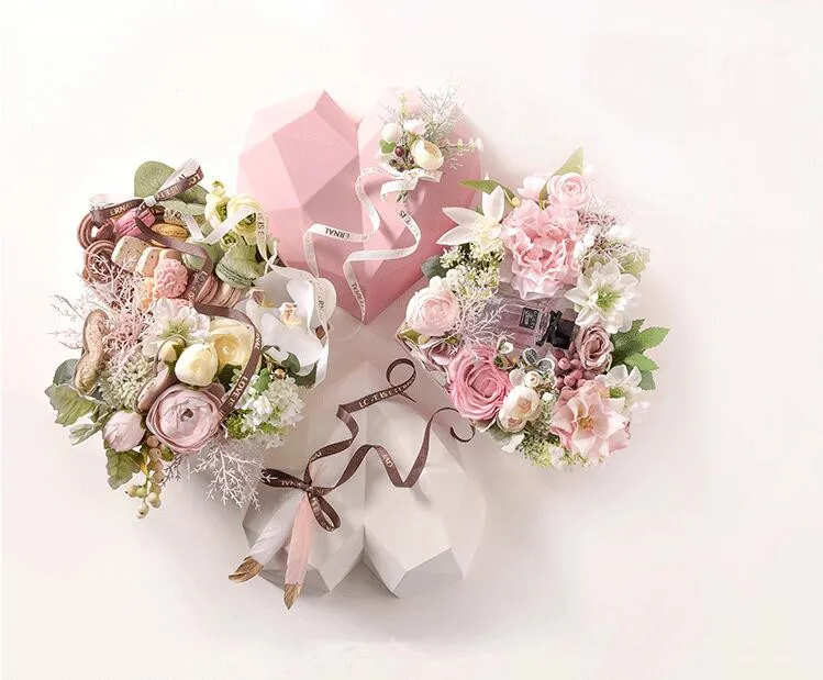 luxury abs plastic diamond heart shape flower box gift packaging