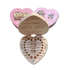 Factory sale customizable design Wood Heart Shape Baby Tooth Box