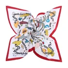 For women girls ladies favor handkerchief ribbon neck square satin silk scarf
