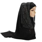 Fashion rhinestones flower pattern soft chiffon muslim dupatta hijab scarf