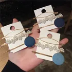 2019 winter new pearl hair clip retro bobby pin ins denim side and fringe hair clip for women