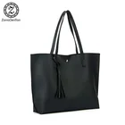 customized large capacity women handbag PU shoulder bag travel purse with tassel accents