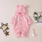 Long Sleeve Romper Baby Rompers Hot Sale Acrylic Plain Baby Long Sleeve Baby Winter Clothes Romper