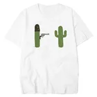 Wholesale Cactus with Gun Men Collar T Shirt Basic Casual T-shirt Men Cotton Short Sleeve Men Funny Print Elastic Tee Shirt