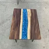 South American black walnut solid wood dining tables top blue transparent river resin rectangular wood river epoxy resin table