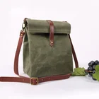 custom waterproof waxed canvas insulated lunch cooler food bag with shoulder strap