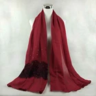 Unique style lace stone muslim hijab women bulk red scarf wholesale