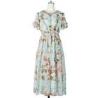 High fashion print long Casual dresses womens designs Waist short sleeve clothing
