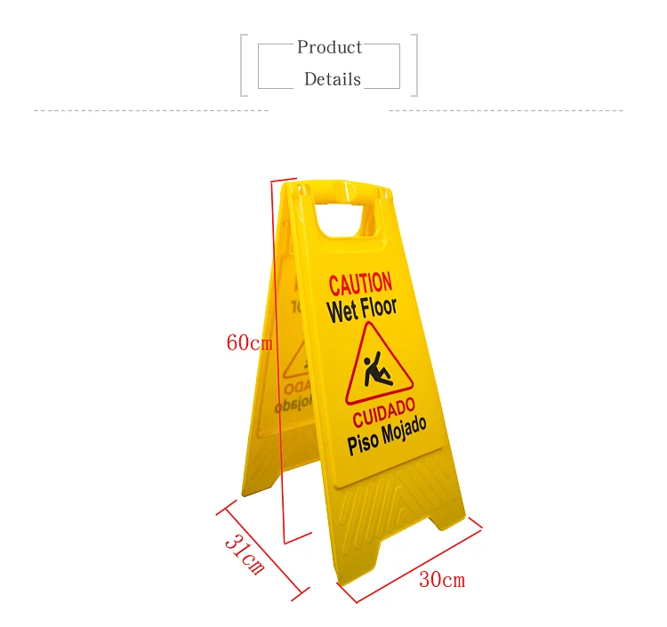 Commercial CAUTION Floor Folding Sign,Yellow, Plastic,Multi-Lingual Printing