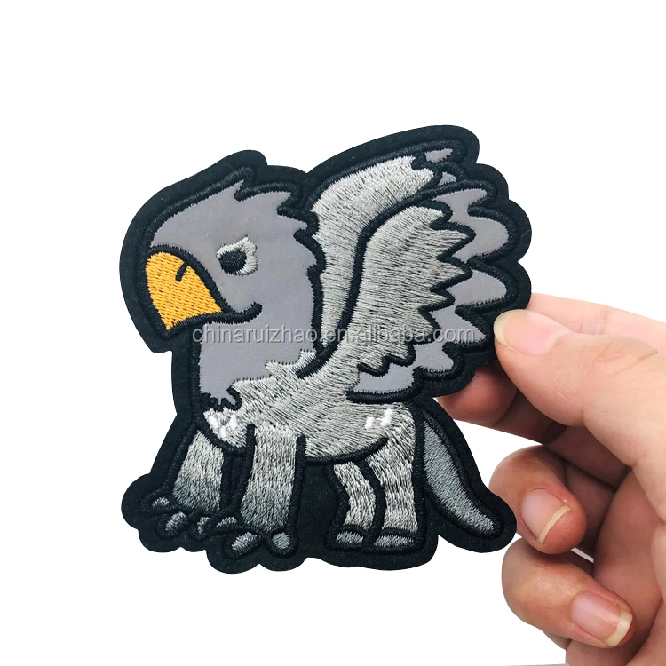 service custom cartoon shape logo reflective fabric embroidery