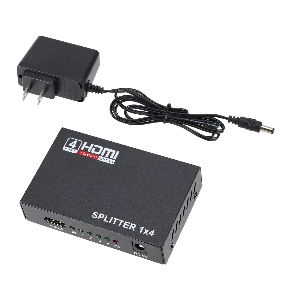 HD Splitter 1 In 4 Out Full HD 4-Port Hub Repeater Amplifier v1.4 3d 4K 1080p hd 1.4 splitter For HDTV DVD PS3 Xbox EU