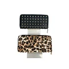 Long Wallet Long ANMAI Long Rivet Women Clutch Wallet Purses Leopard Print Zipper Large Capacity Wallet For Man