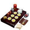 Price concessions set of solid wood tea tray ceramic Kung Fu tea set purple sand ice cracked glass tea set