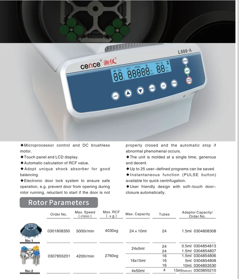 Benchtop Laboratory Centrifuge with Swing Out Bucket Rotor 19KG and ≤65dB(A) for Clinical Use