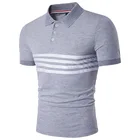New Contracted Stripe Polo Shirts 100% Polyester Custom Design Short Sleeve Comfortable Fit Men Polo Shirt