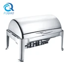 oblong roll top silver stainless steel catering equipment hotel buffet food warmer chafing dish