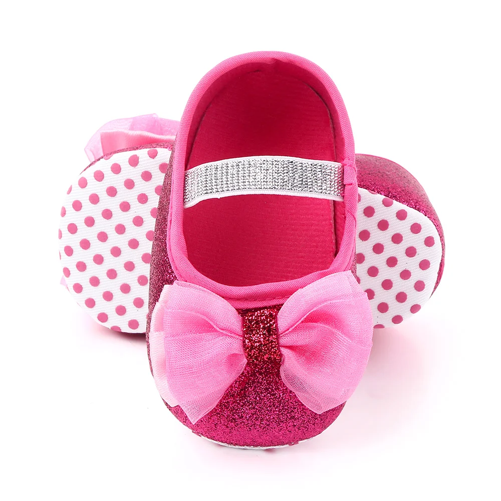 Cheap Beautiful Glitter Design Baby Shoes Girl Lovely Bow Kids Shoes Infant Toddler Princess Shoes supplier