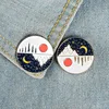 Day and Night Enamel Pin Sun Moon Star Mountain Brooches Bag Clothes Lapel Pin Gift for Lover Friend