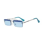 2019 new fashion square sun glasses blue colors women ladies metal sunglasses