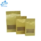 Accept custom 500g sea salt moisture proof kraft paper packaging window bag food storage bags