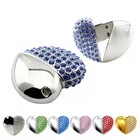 Jewelry Heart Shape USB 2.0 Flash Drive for Girls Pen Drive Diamond Necklace Memory Stick Cute Thumb Drive Pendant