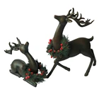 Home Decor Silver Resin Sitting Reindeer Statue with Polyresin Deer Figurine Christmas Decoration