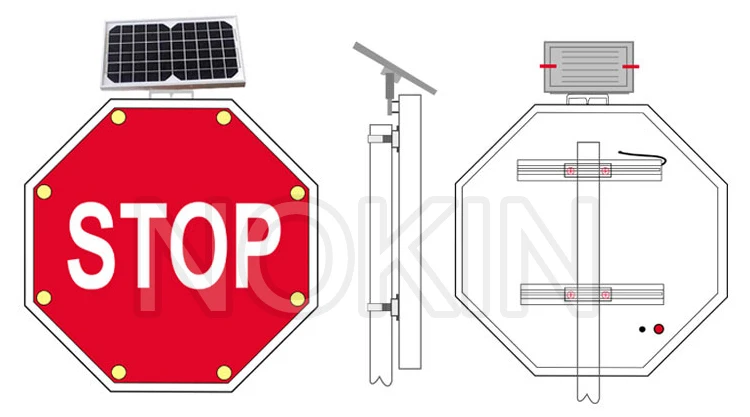 Road Safety  Spanish Alto Pare Signal Board Flashing Powered Solar Road Led Stop Sign