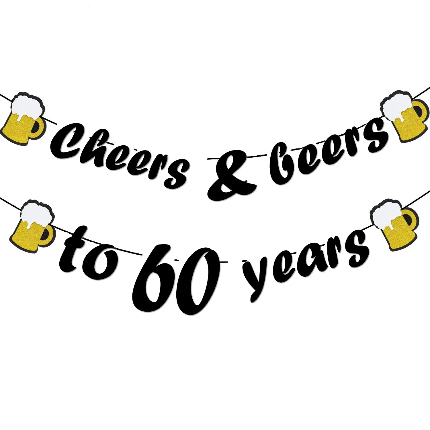black birthday supplies cheers to 60 years banner 60th birthday