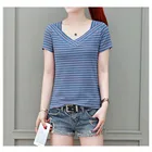 New summer style 2020 black stripe blouses undershirts short-sleeved t-shirts