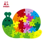Children educational 29 pcs snail animal shape toy wooden 3D jigsaw puzzle for kids 3+