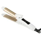 Mini LCD Display Ceramic 2 in1 Hair Straightening Curler Flat curling Iron