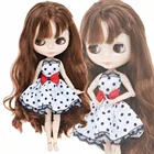 High Quality Blythe Doll Dress Red Lace Bow Wedding Party Wear Skirt Doll Clothes Accessories Toys