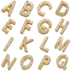 SP Hot Selling Wholese Gold Rhodium Plated Rhinestone Brass Letter Alphabet Charms For Jewelries Making