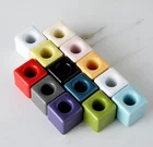 Customized logo reusable square ceramic toothbrush holder ceramic shaving razor holder